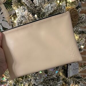 Yves Saint Laurent Cream Clutch with Silver Accents